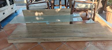 mobile TV rovere sbiancato e vetro temperato
