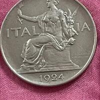 moneta 1 lira del 1924