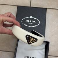 Cerchietto prada in pelle bianco