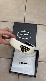 Cerchietto prada in pelle bianco