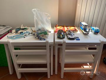 TAVOLINI IN LEGNO BIANCO CON SEDIA