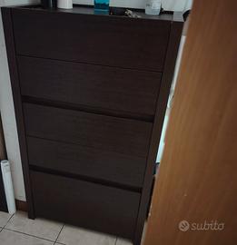 cassettiera rovere moro