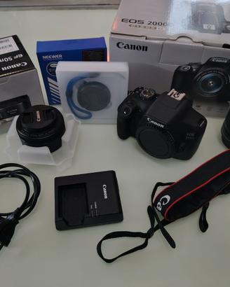 Canon EOS 2000D kit + lente 50mm f 1.8 STM