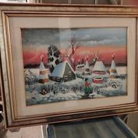 2 quadri naif  "paesaggi invernali"