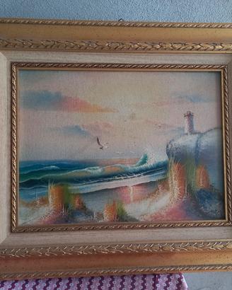 dipinto olio su tavola anni 70-80 