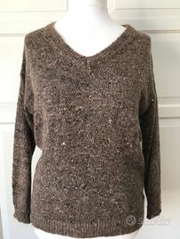 Maglione marrone paillettes t. 48
