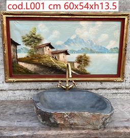 Grande lavabo lavandino in pietra lavica basalto