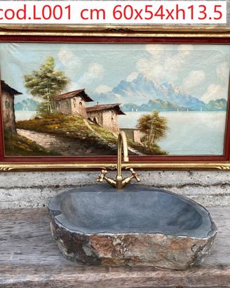Grande lavabo lavandino in pietra lavica basalto