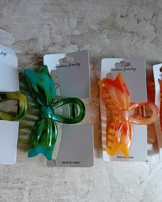 4 Mollette  a forma di fiocco per capelli nuova 