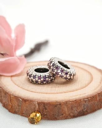 Set 2 Distanziatori Pandora Pavé Viola