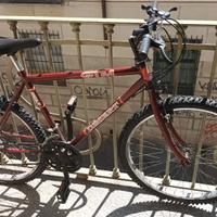 bicicletta con pompa e catena di sicurezza