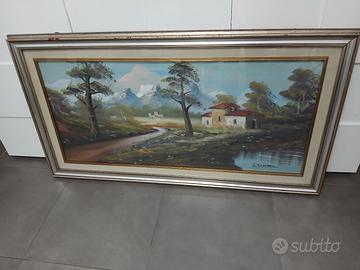 Quadro Dipinto Paesaggio di Montagna Firmato S. Ro