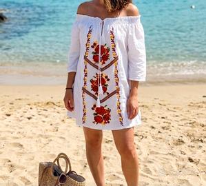 abito mare cotone  ricamato donna taglia M ottime 