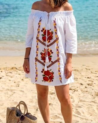 abito mare cotone  ricamato donna taglia M ottime 