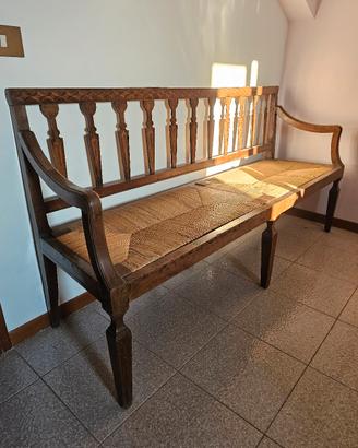 Panca Antica con seduta in paglia