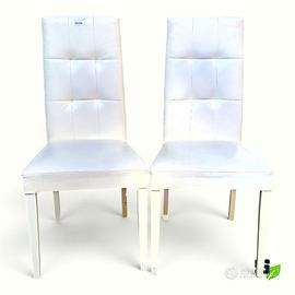 COPPIA 2 SEDIE ECOPELLE SEDUTA ALTA - BIANCO