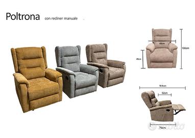 poltrona relax bergè manuale 3 colori erica