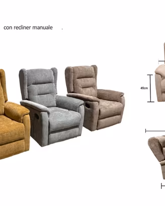 poltrona relax bergè manuale 3 colori erica