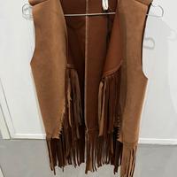 Gilet donna, ecopelle con frange, taglia M
