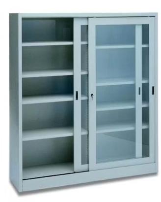 Armadio metallico giallo c. ante in vetro satinato