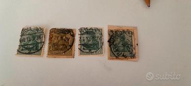 4 Francobolli del Deutsches Reich 1900-1905
