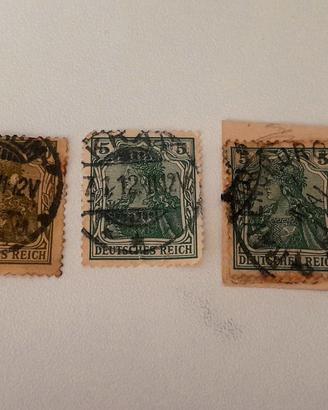 4 Francobolli del Deutsches Reich 1900-1905