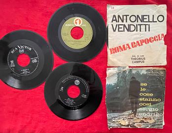 Cinque vinili, 45 giri musica italiana vintage