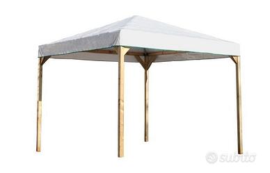 Gazebo in pino lamellare 3000 x 3000 telo bianco