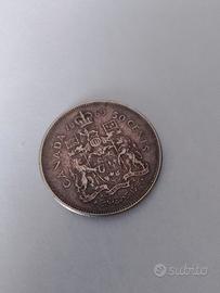 Moneta canadese 50 centesimi 1965