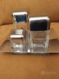 Set olio, aceto, sale e pepe in acciaio e cris