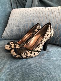 scarpe da sera con tacco argento e nere