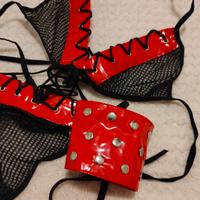 completino intimo nero e rosso con tanga
