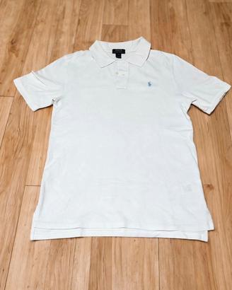 Polo ralph lauren bianca con vavallino azzurro