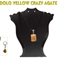 Set collana con ciondolo,portachiavi Agata gialla