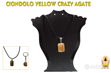 Set collana con ciondolo,portachiavi Agata gialla