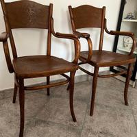Antica coppia di sedie Thonet con braccioli