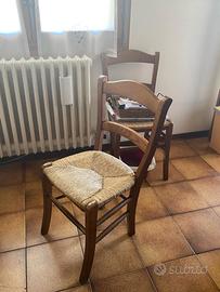 5 sedie cucina impagliate artigianali