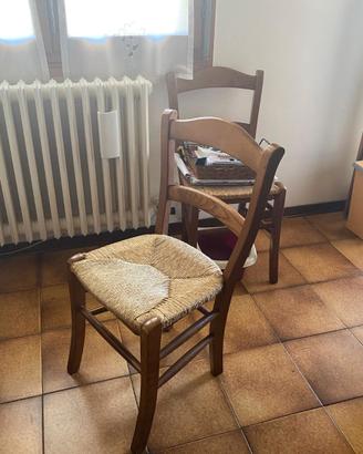 5 sedie cucina impagliate artigianali