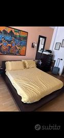 Letto matrimoniale wengé con contenitore