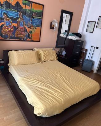 Letto matrimoniale wengé con contenitore