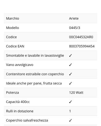 Grattugia elettrica ARIETE mod.445
