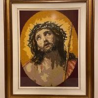 Quadro ricamato a mezzo punto raffigurante Gesù