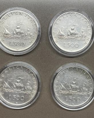 🇮🇹 lotto 4 500 Lire Argento "Caravelle" 🇮🇹-