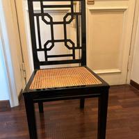 4 sedie legno laccato nero e paglia di Vienna