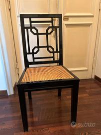 4 sedie legno laccato nero e paglia di Vienna
