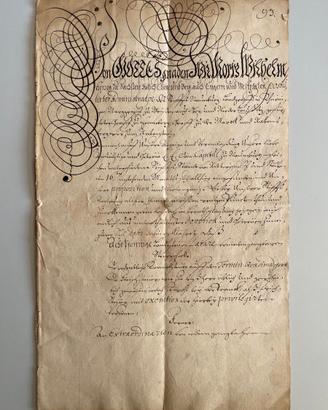 Documento storico 1693 autografo + sigillo ducale