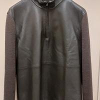 Giacca uomo in  pelle e pura lana taglia 52