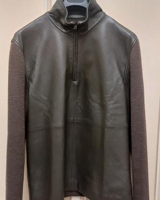 Giacca uomo in  pelle e pura lana taglia 52
