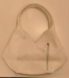 Borsa a spalla in vera pelle bianca