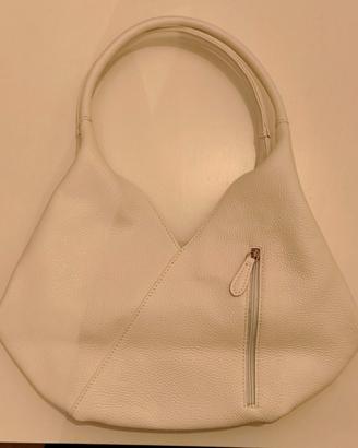 Borsa a spalla in vera pelle bianca